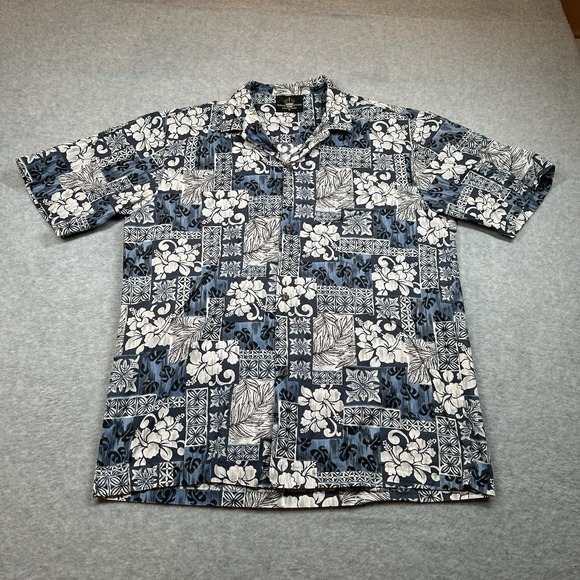 Vintage‎ Royal Creations Hawaiian Shirt Mens M White Blue Tropical Print USA - Picture 1 of 7
